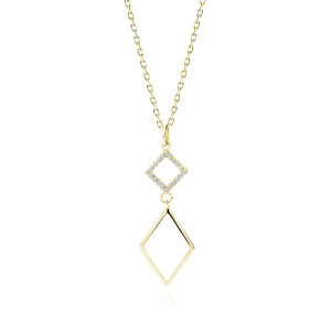 Lantisor argint placat cu aur galben cu pandantiv geometric cu pietre DiAmanti Z1960NG_W-DIA (Argint 925‰ 2 g.)